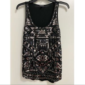 Express Silver Sequin Tank Top Size M